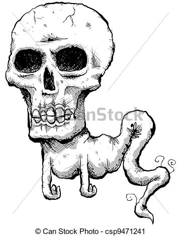 360x470 Skull Ghost. A Cartoon Ghost With A Skull Head. Clipart