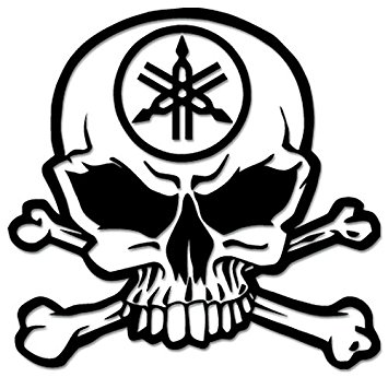 355x345 Death Skull Crossbones Yamaha Racing Vinyl Decal