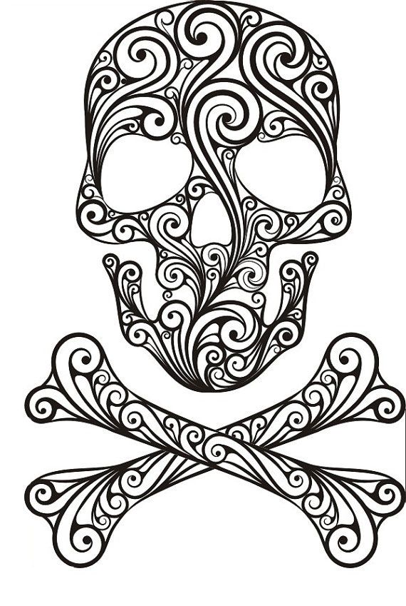 570x849 Sugar Skull Coloring Page Black Lines Sugar Skulls