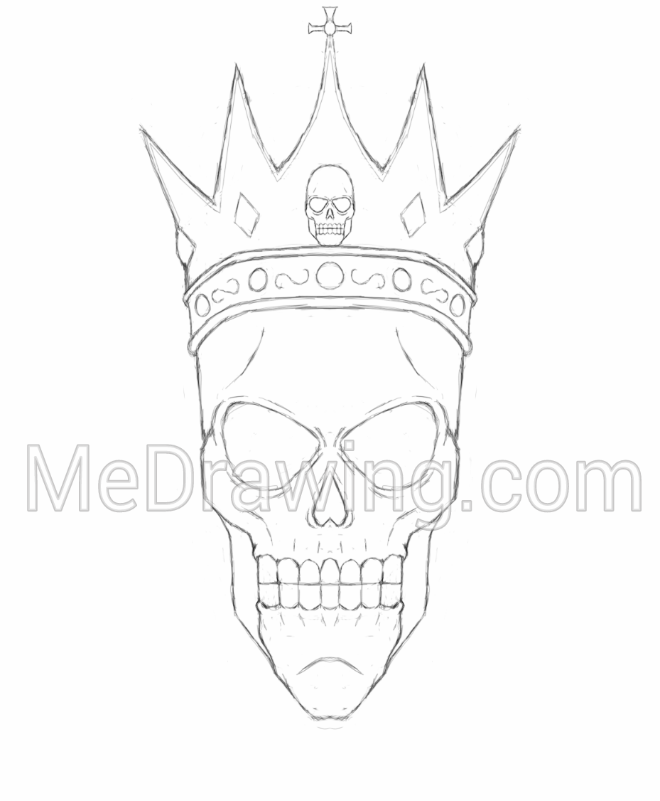 929x1126 King Skull Crown Sketch