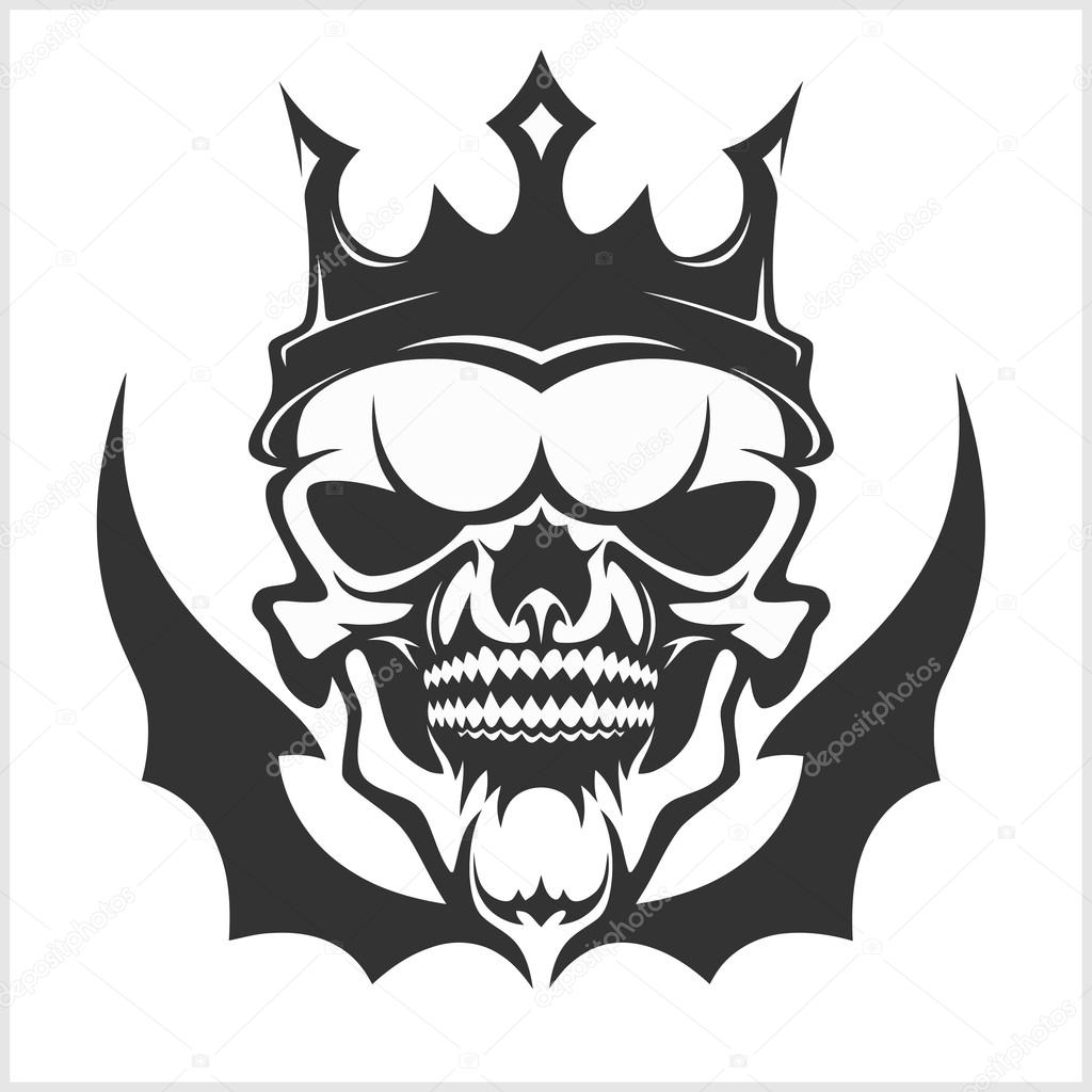 1024x1024 King Skull Wearing Crown. Stock Vector Digital Clipart