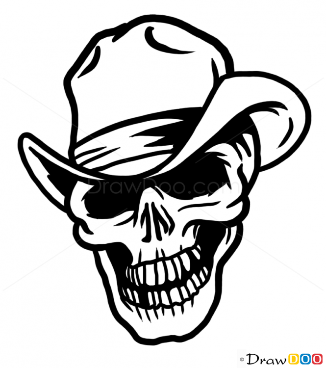 665x750 How To Draw Cowboy Skull, Tattoo Skulls Watsaph