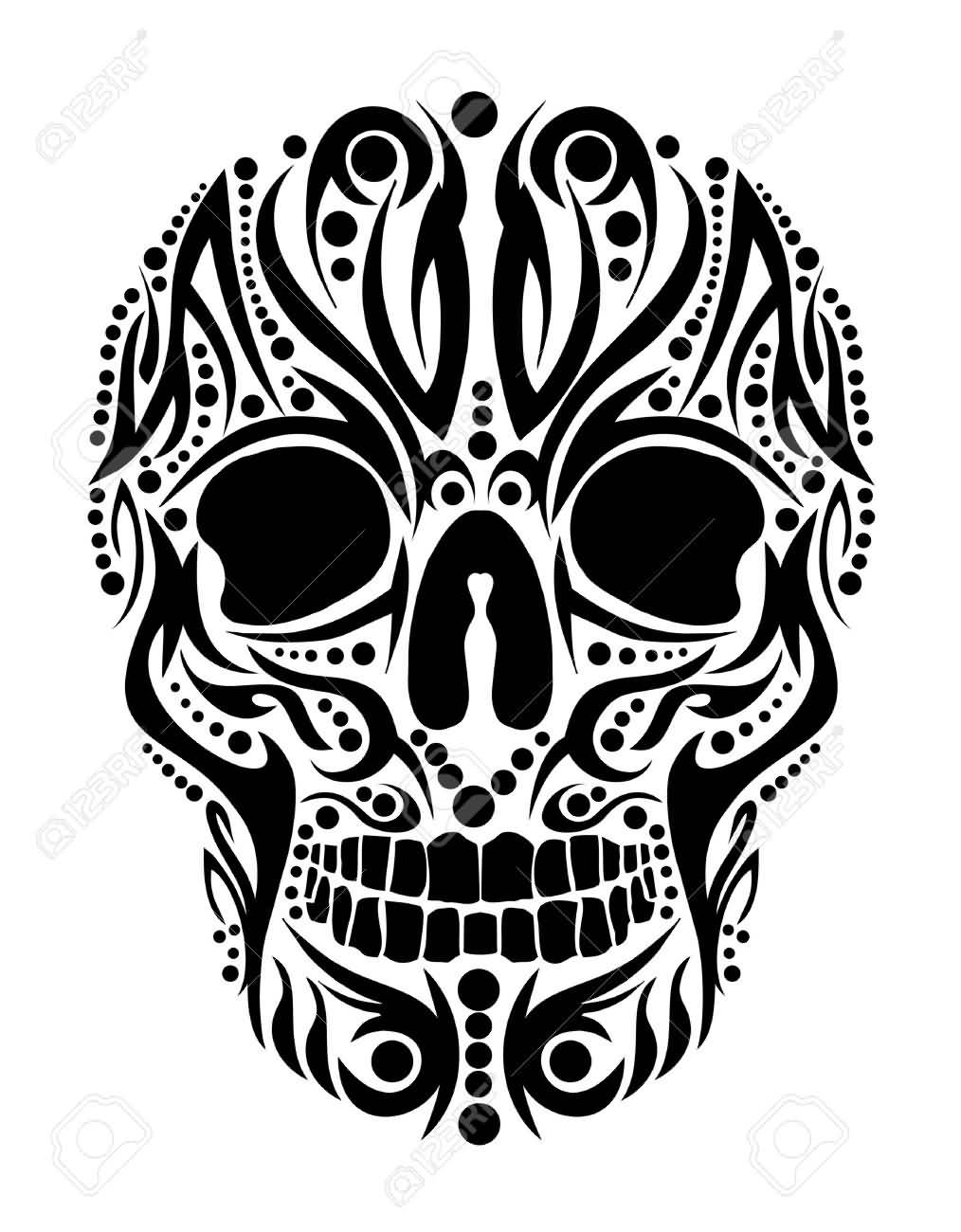 1014x1300 Tribal Skull Drawings Black Tribal Skull Tattoo Design