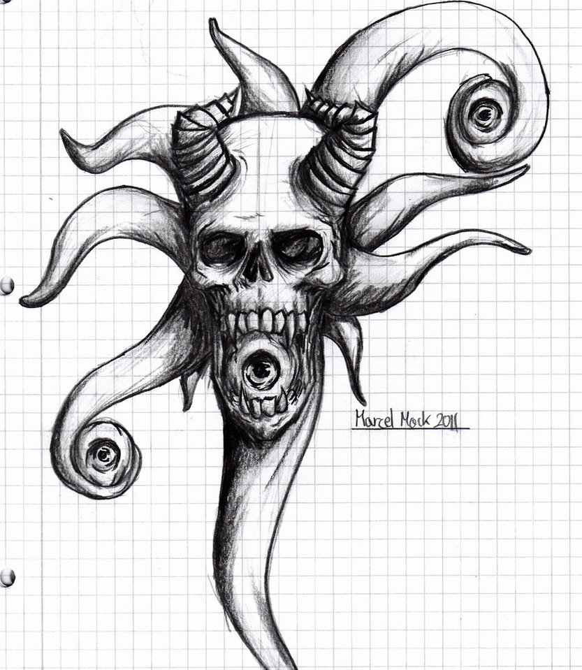 833x959 Devil Skull Sketch By Noobdevil