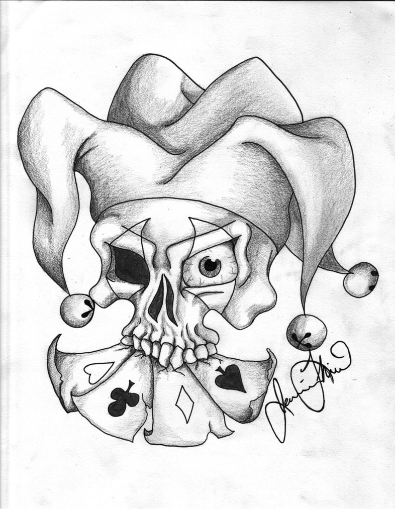 786x1017 Jester Skull In Black And Whit By Jaydash9