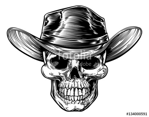 500x395 Skull Cowboy Hat Drawing Stock Image And Royalty Free Vector