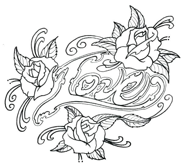600x544 Coloring Pages Roses And Hearts Heart And Roses Coloring Pages