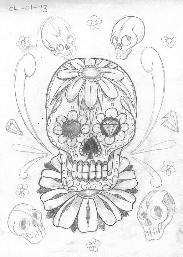 585x819 Tattoo Sketch A Day Skulls January 1st