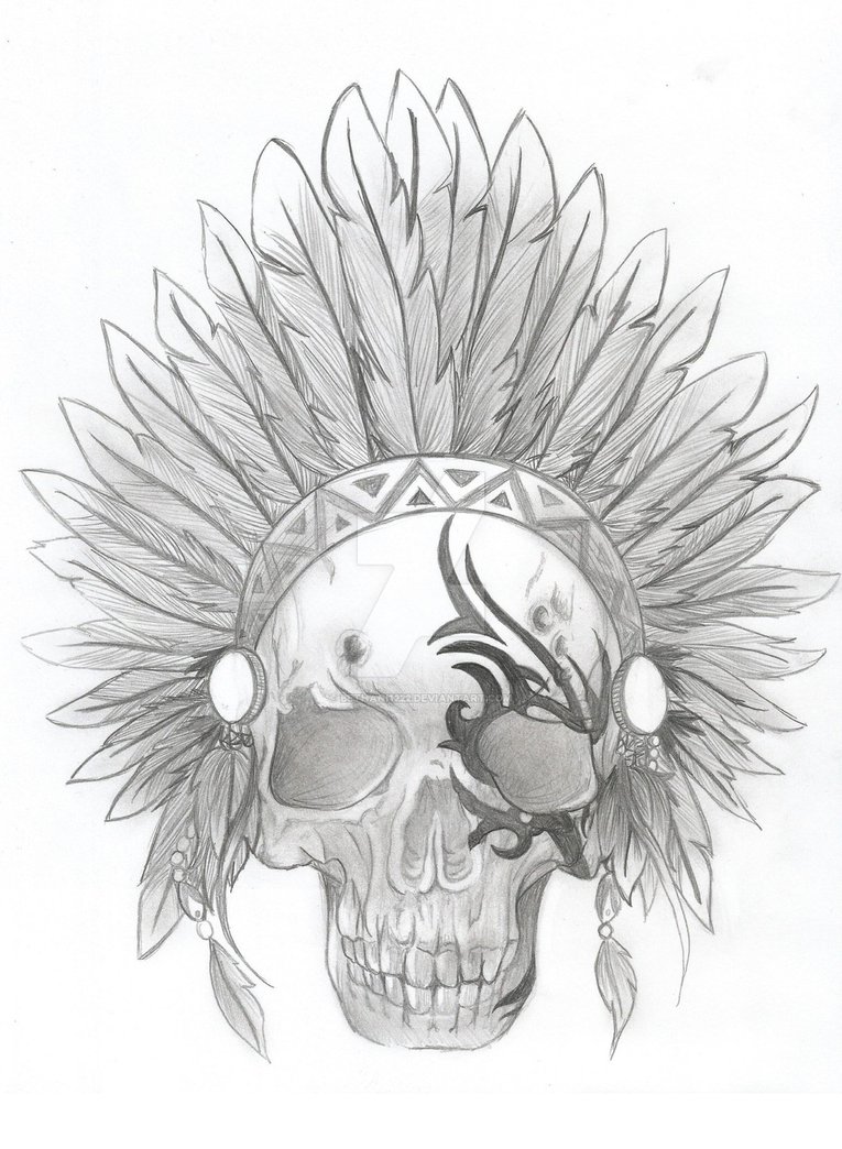 765x1044 Tribal Indian Skull Tattoo By Bethani1222