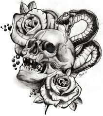 212x238 Rose Flower And Skull Black And White Tattoo Design Idea Tattoos