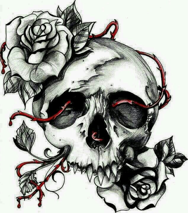 635x720 Skull Roses Skulls Tattoo And Drawings
