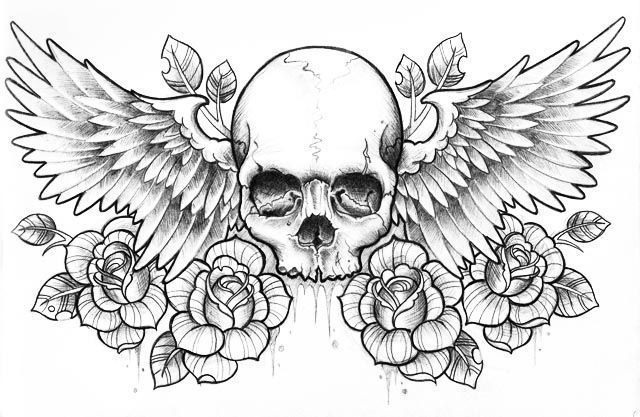 640x417 Skull Tattoos On Skull Drawings, Skulls Roses