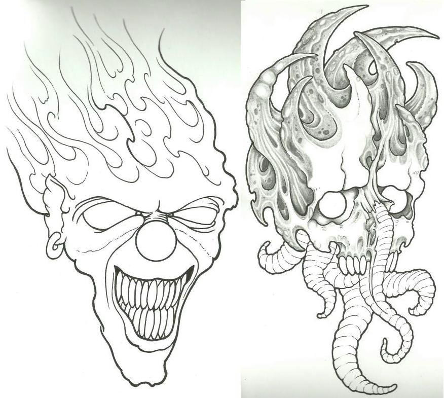 876x785 Clown Skull Wip By Vikingtattoo