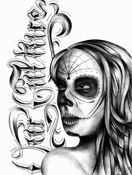 529x700 Skull Face Drawing By Brandon Hurley