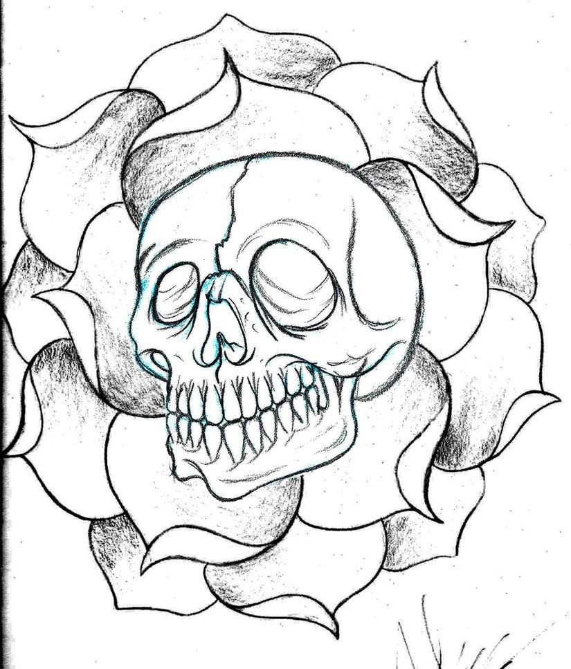 825x967 Cool Flower Drawings Skull With Flower Drawings Stuff I Want