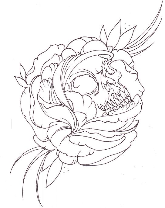 544x684 Skull Flower By Nikkirextattoos