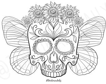 340x270 Skull Coloring Etsy