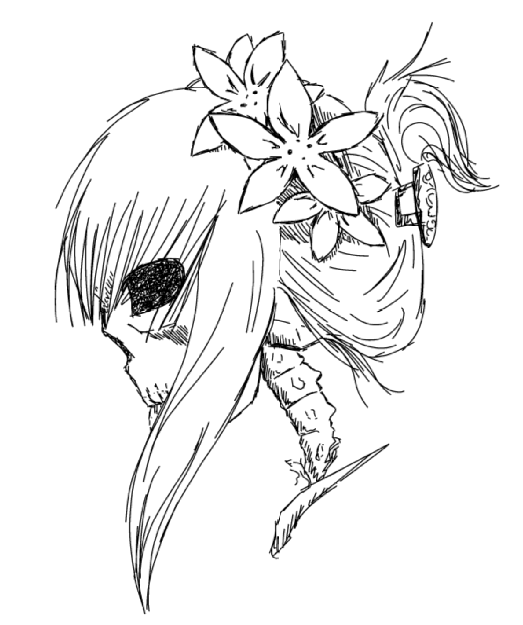 523x625 Skull,flower And Hair By Diko Chan