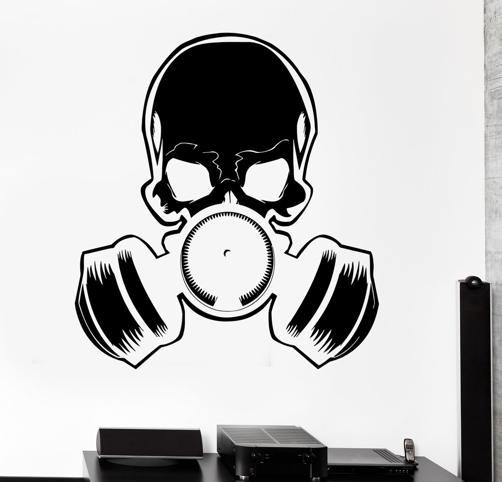 1024x984 Vinyl Wall Decal Skull Gas Mask Military Art Teen Room Stickers