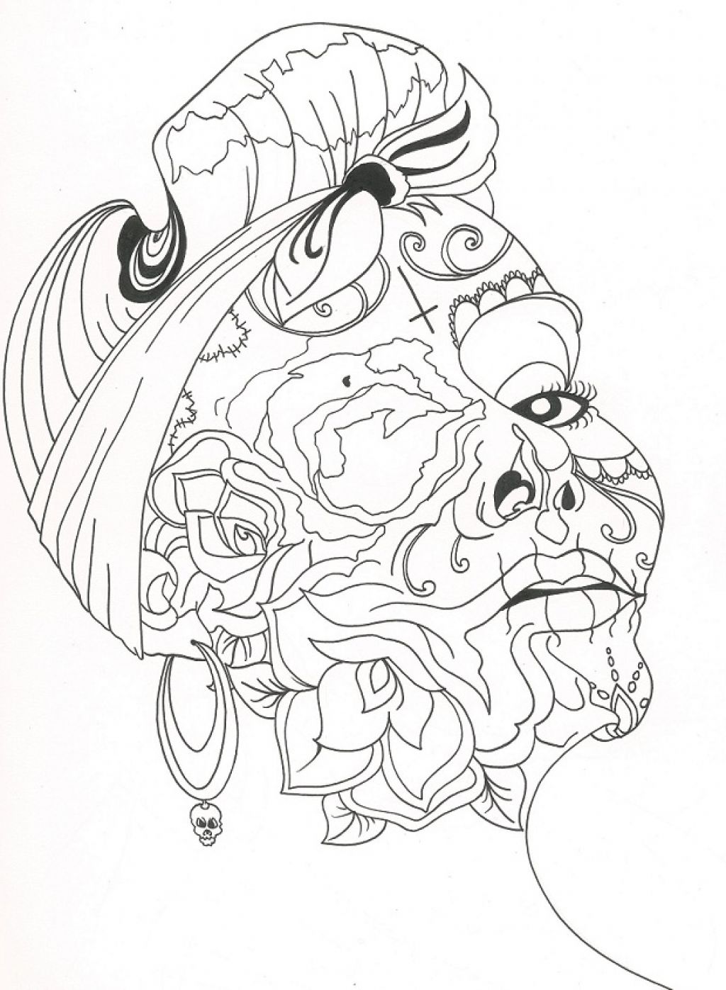 1024x1397 Sexy Girl Sugar Skull Tattoo