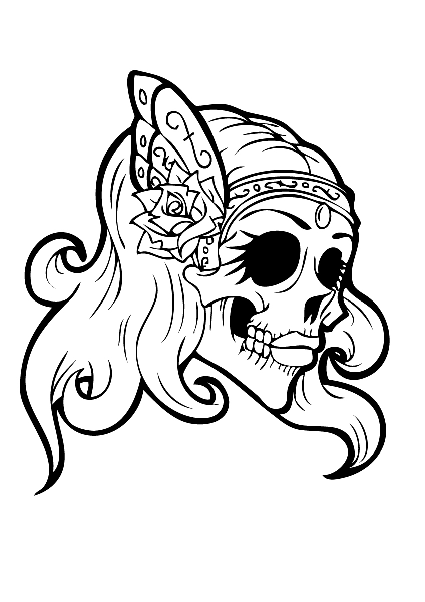 848x1200 Sugar Skull Girl Coloring Pages