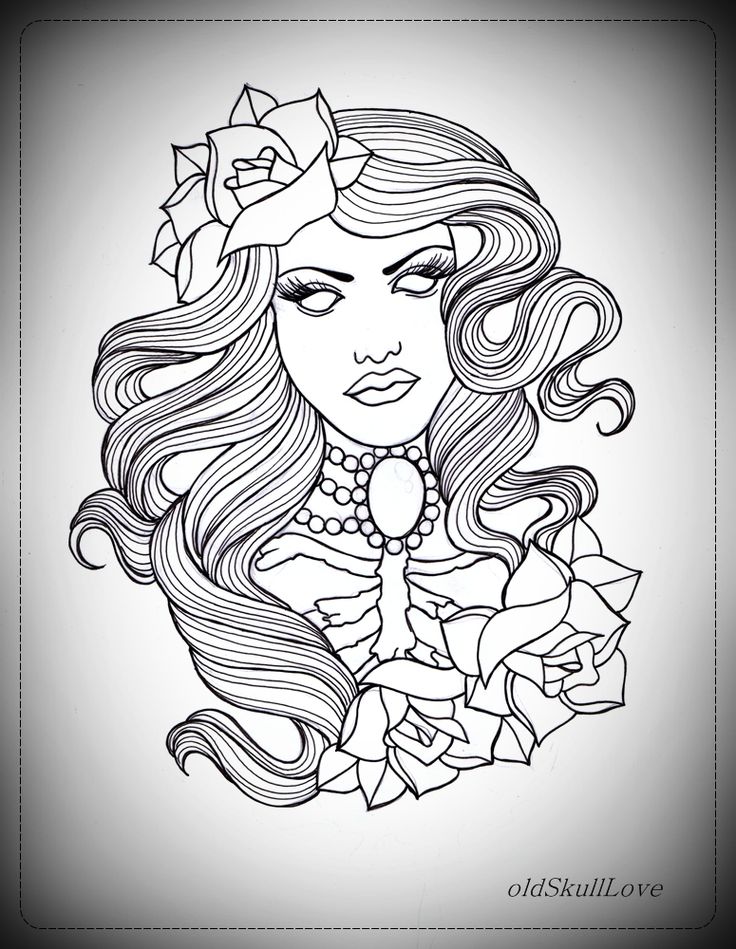 736x949 Collection Of Zombie Girl Head With Rose Tattoo