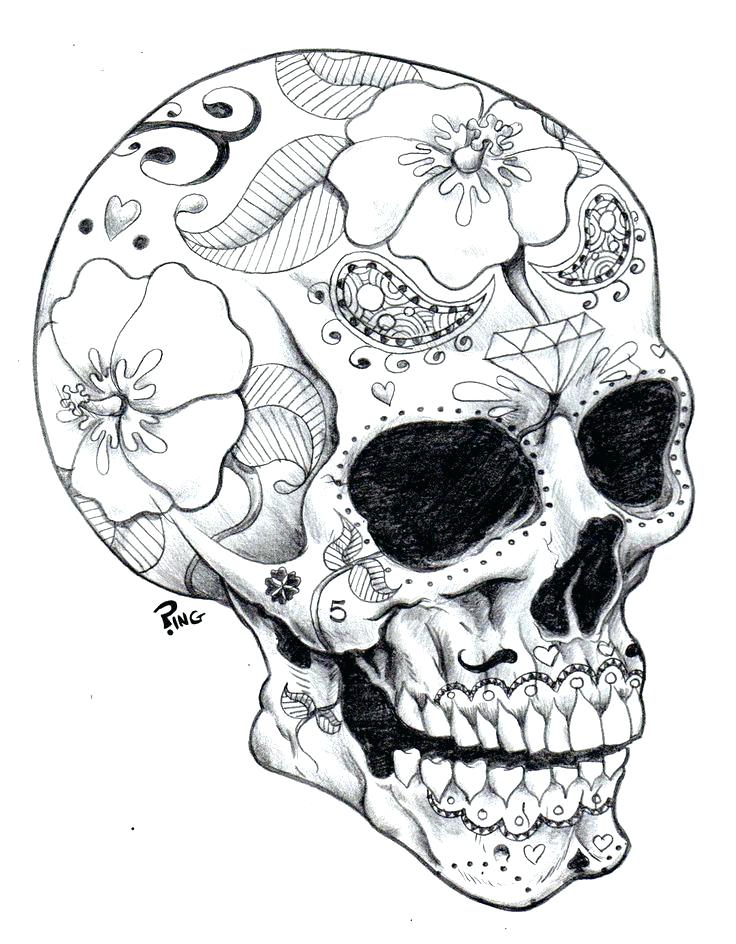 736x944 Coloring Pages Sugar Skulls Sugar Skull Girl Coloring Pages