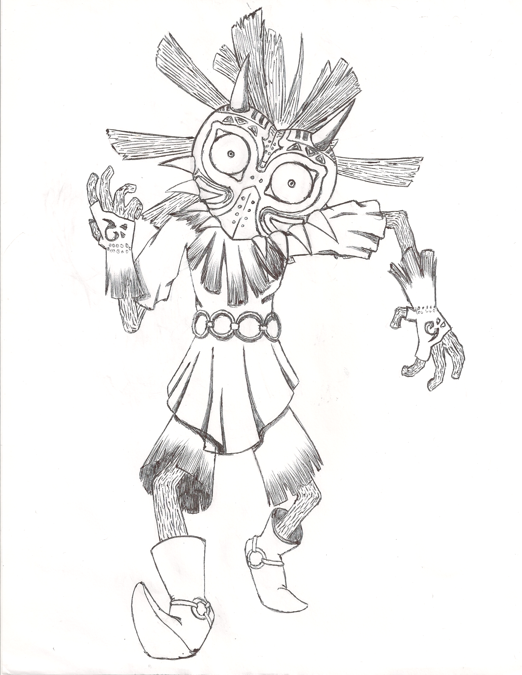 1693x2189 Skull Kid Sketch By Thebigbadwulf