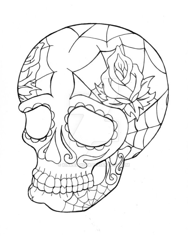 600x755 Sugar Skull Lineart By Xinkaddictx