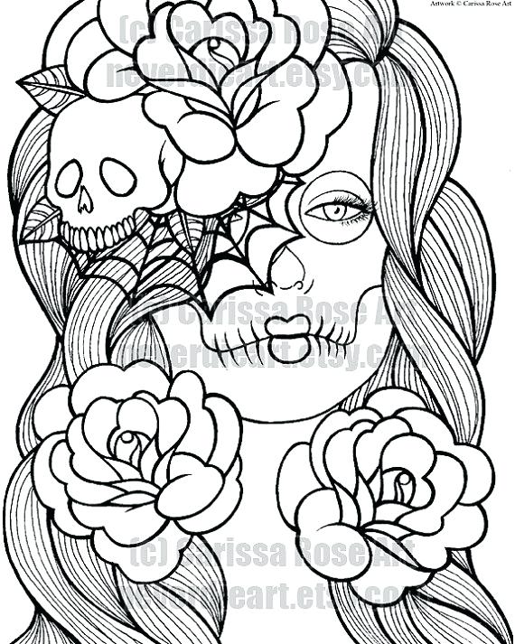 570x713 Colored Sugar Skulls Digital Download Print Your Own Coloring Book