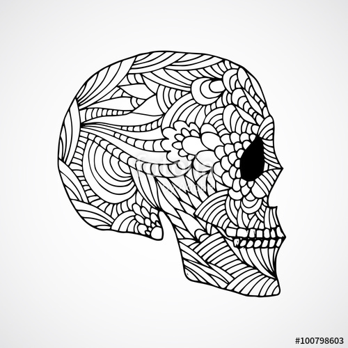500x500 Hand Drawn Doodle Swirled Skull Profile Stock Image And Royalty