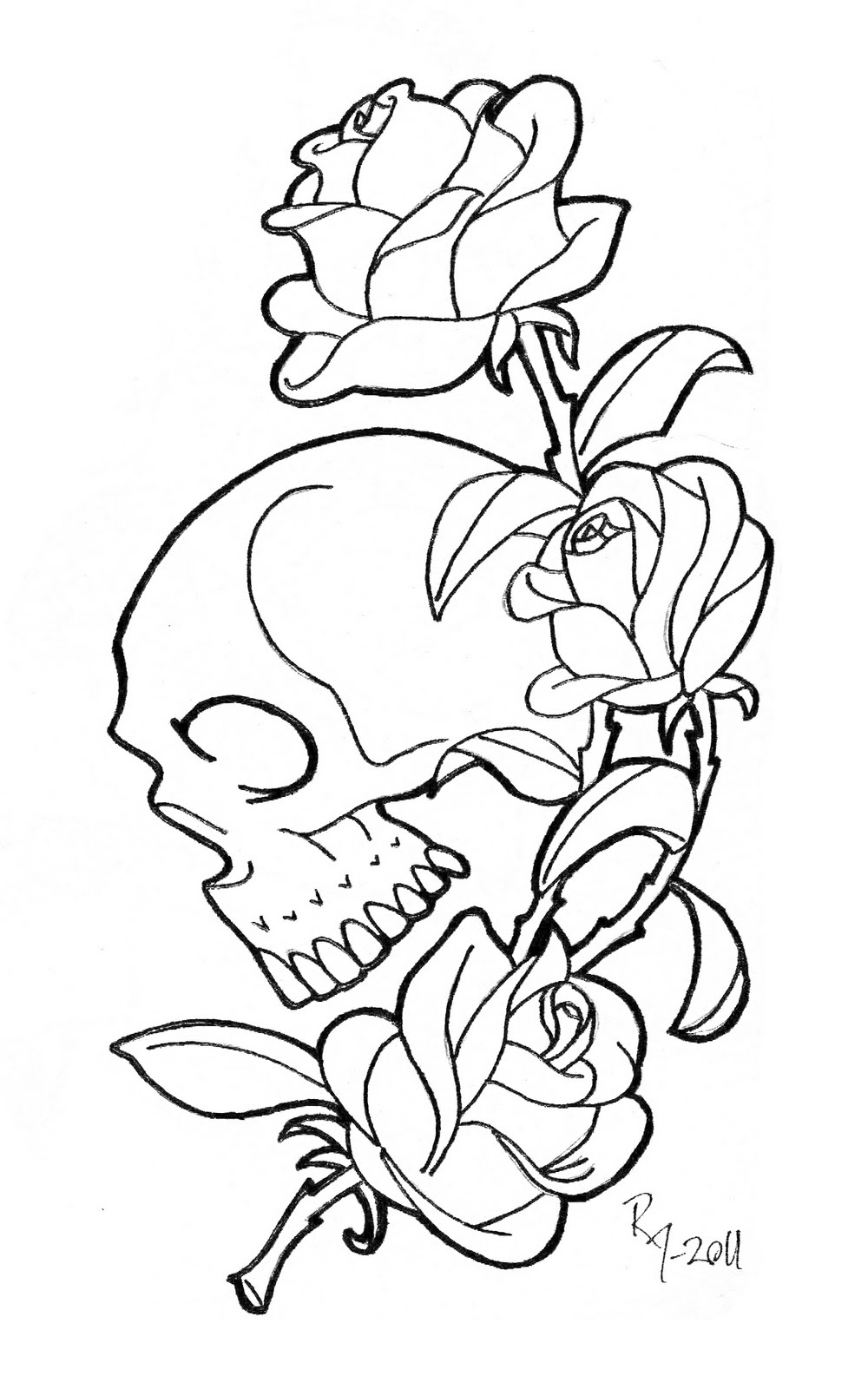 Skull Rose Drawing at GetDrawings | Free download