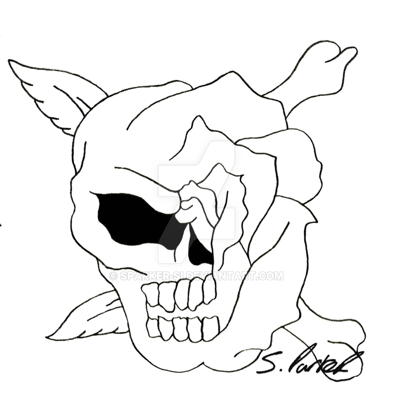 800x825 Skull Rose Tattoo Design By Sparker Si