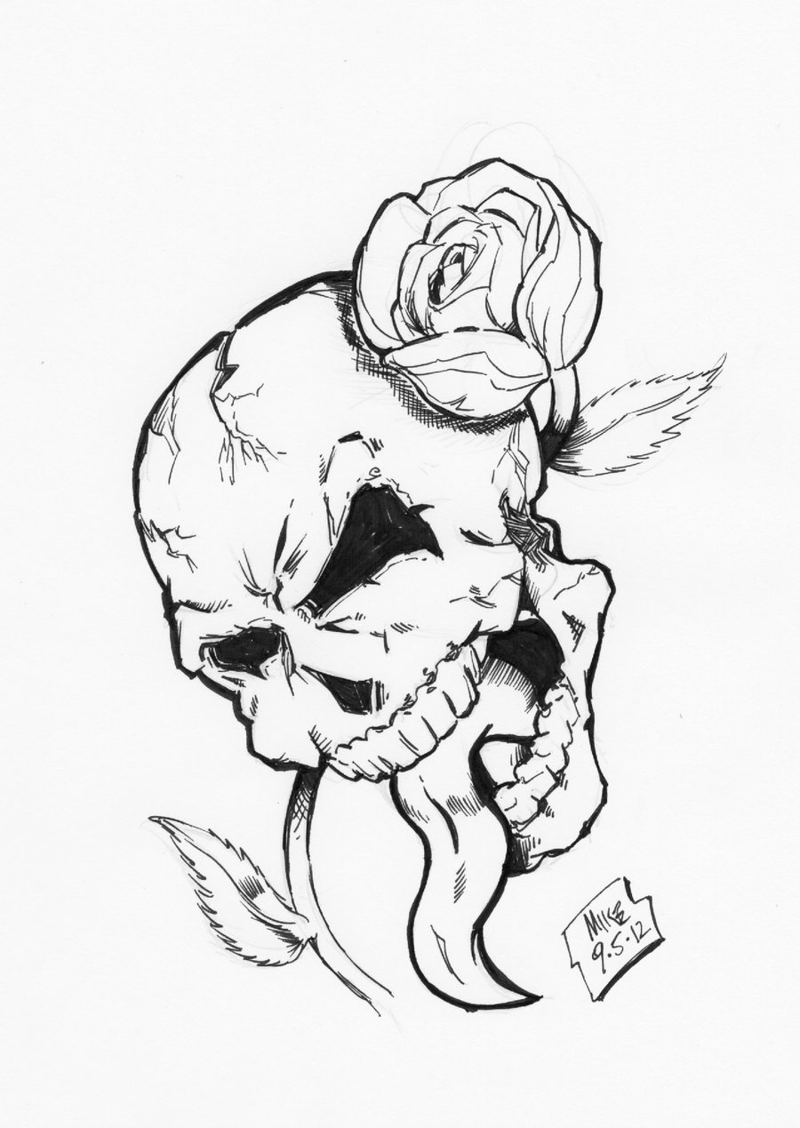 900x1269 Skull And Rose By Optimus8404