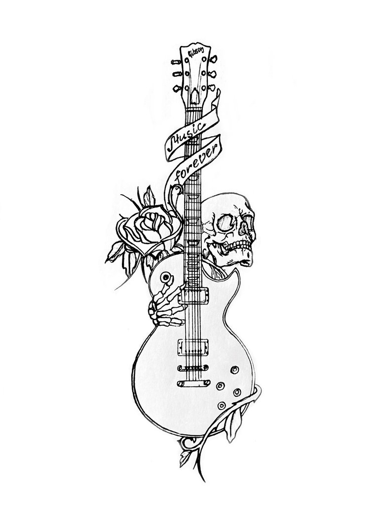 774x1032 Guitar Skull Rose Music Forever By Iamdmitry