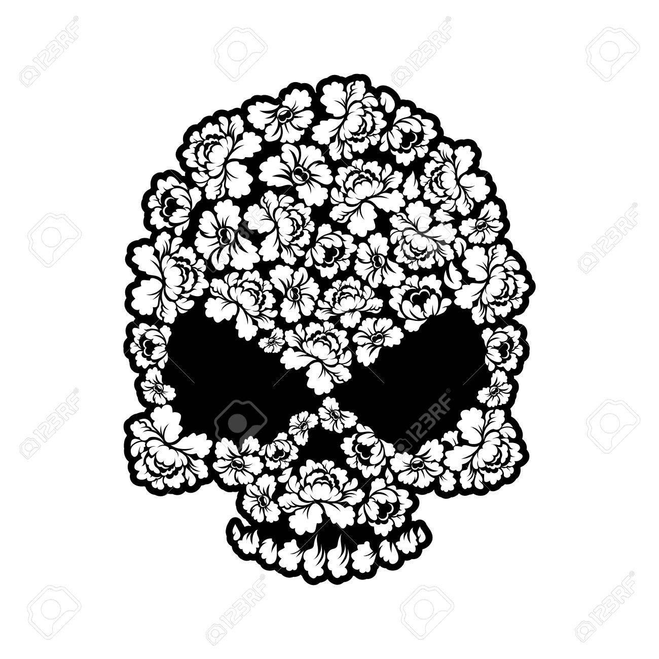 1300x1300 Skull Rose Tattoo. Flower Head Skeleton. Beautiful Floral Bone