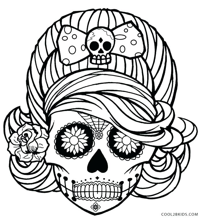 700x761 Simple Coloring Pages For Girls Online Sugar Skull Download Many