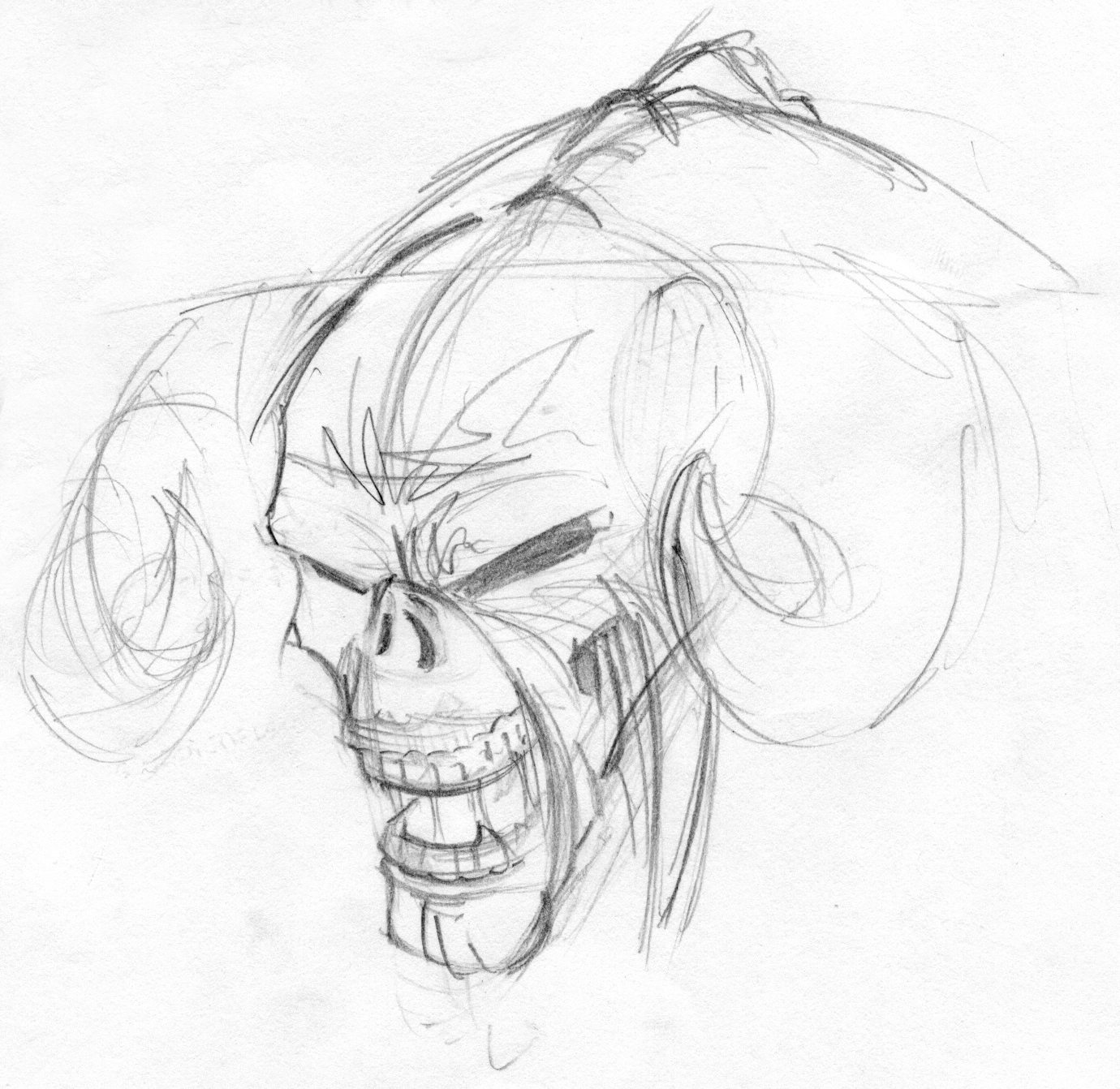 1380x1342 Gargoyle Skull Tattoo Sketch In 2017 Real Photo, Pictures, Images