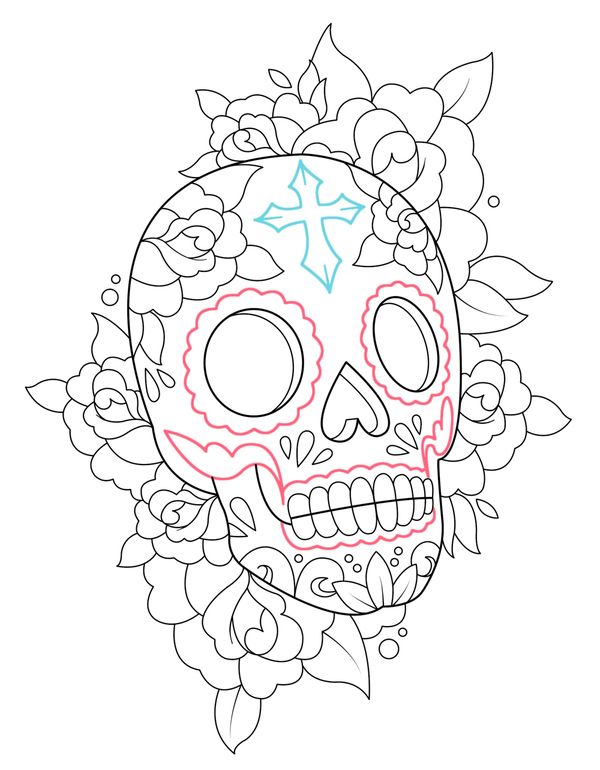 600x770 Sugar Skull Tattoos With Flowers Popular Tattoo Ideas