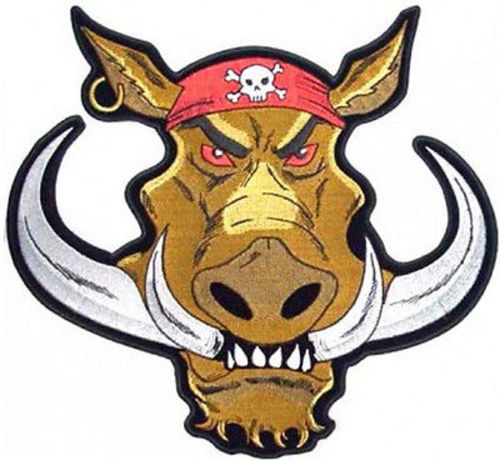 500x460 Biker Hog Hawg Pig Funny Bandana Skull Earing Mc Motorcycle Back