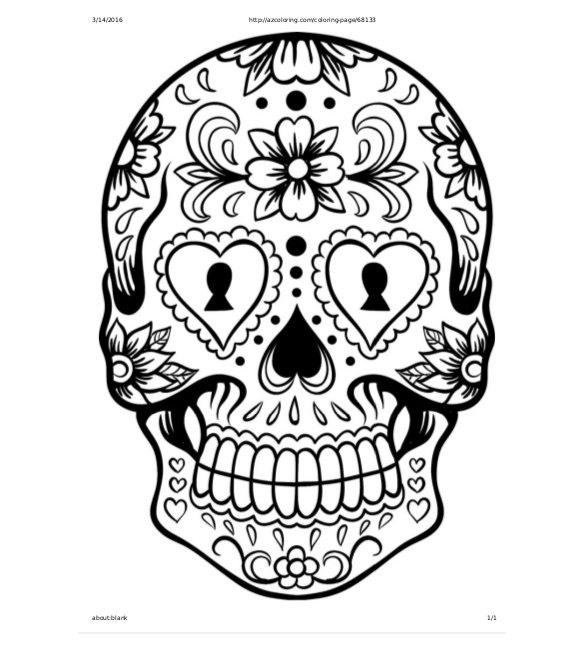 585x650 Drawn Skull Coloring Page