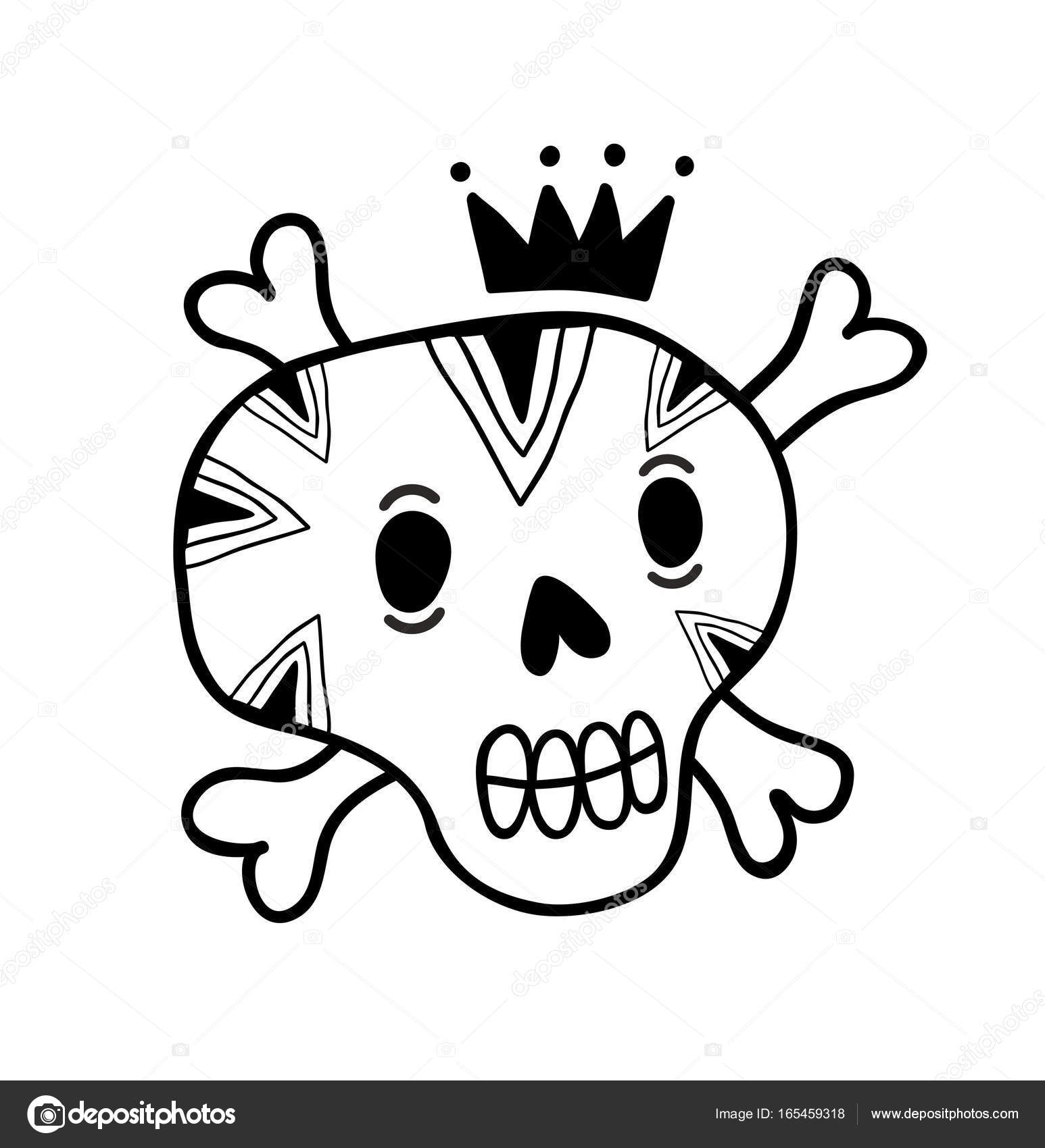 1546x1700 Funny Doodle Skull Stock Vector Ekapanova
