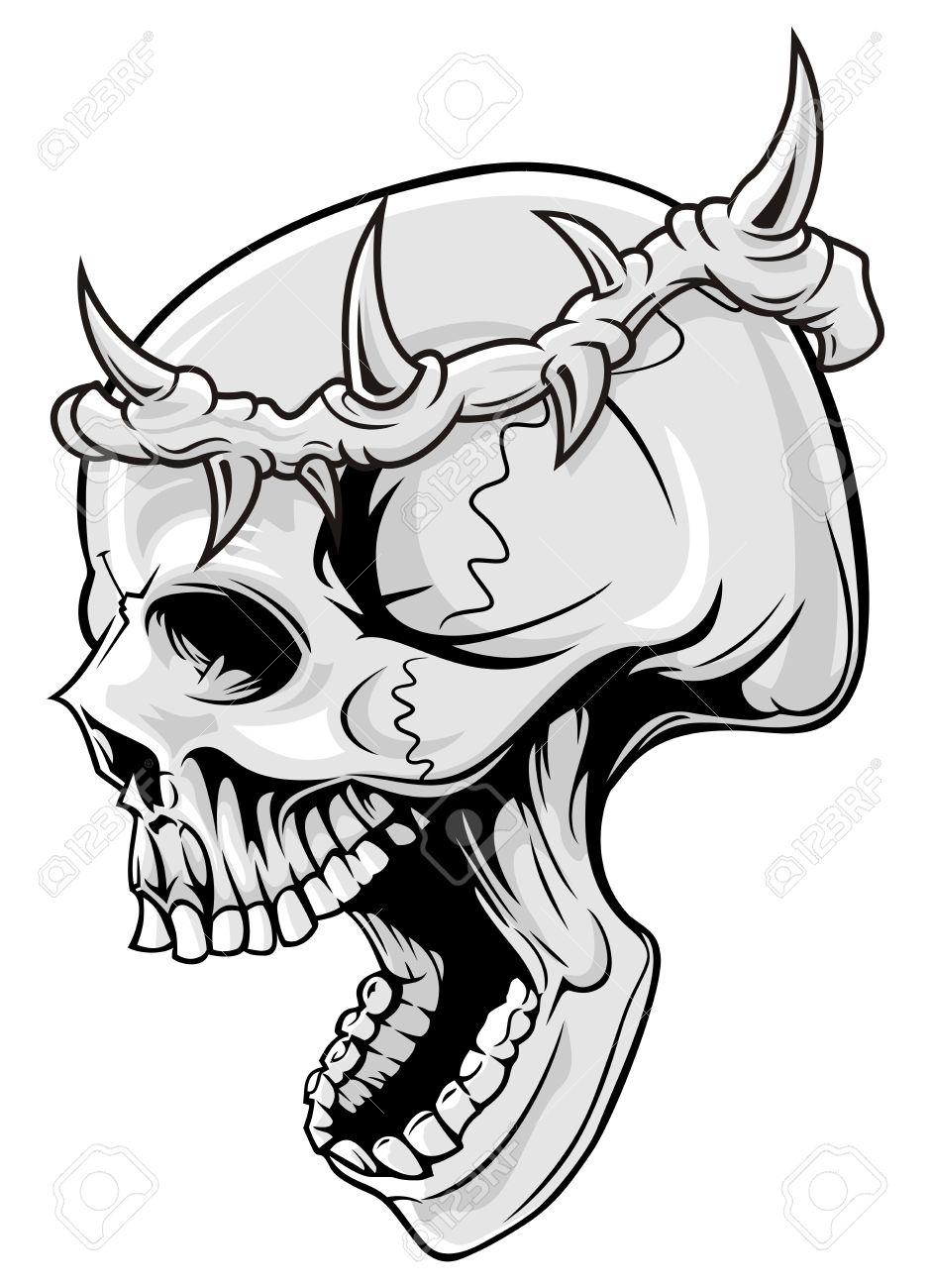 940x1300 Skull With Crown Of Thorn Royalty Free Cliparts, Vectors,