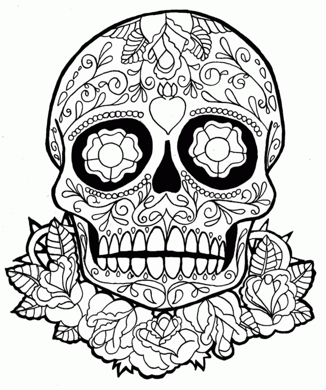 640x765 Cool Skull Design Coloring Pages 508688