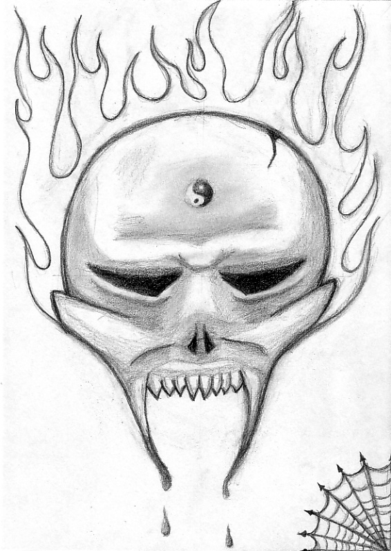 566x797 Flaming Skull By Namelessv1