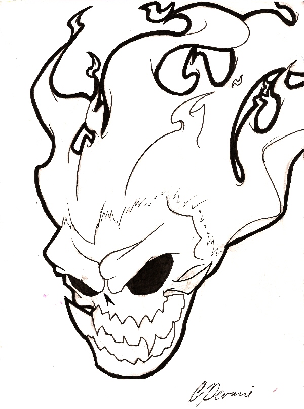 600x806 Flaming Skull By Megageekserious