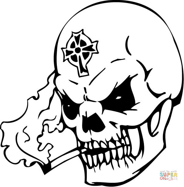 602x612 Skull With Wings In Flames Coloring Page Free Printable Coloring