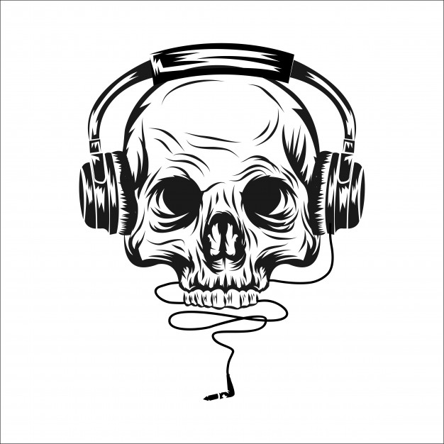 Skull With Headphones Drawing at GetDrawings | Free download