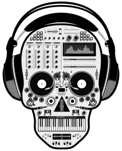 250x310 Illustration Art Music Design Halloween Skull Dj Skeleton