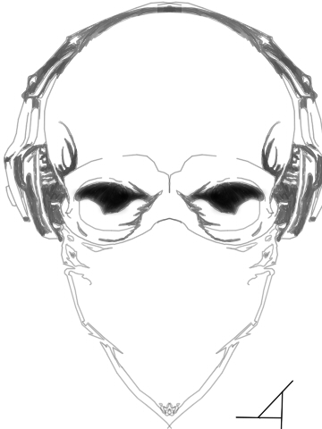 360x480 Ninja Skull With Headphones Sketch By Djakal12